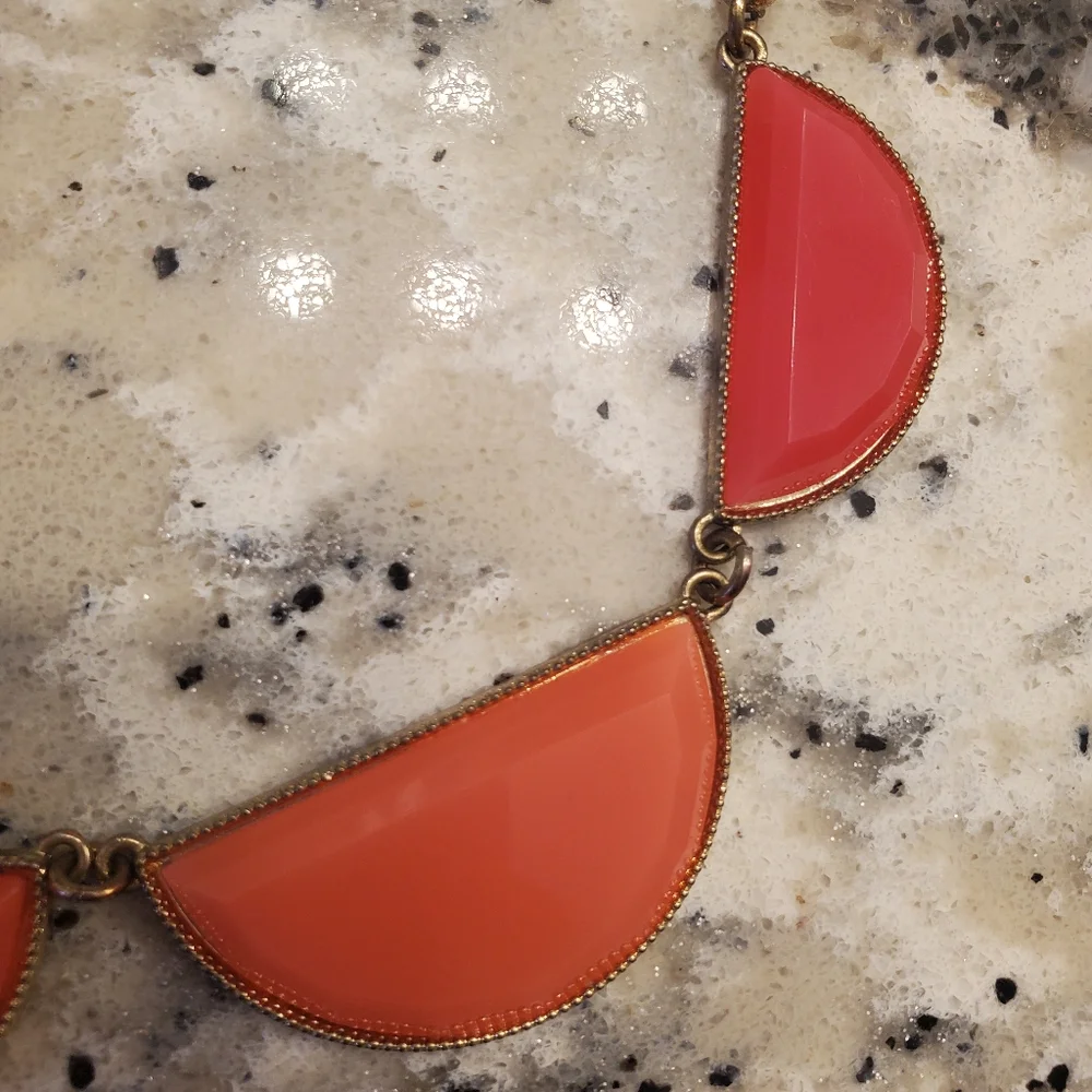Francesca's Coral Statement Choker Necklace Goldtone w/chain extender